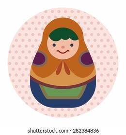 Matryoshka , Russian traditional wooden doll, vector pattern, flat icon elements background,eps10