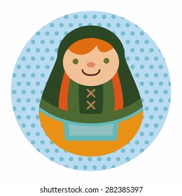 Matryoshka , Russian traditional wooden doll, vector pattern, flat icon elements background,eps10