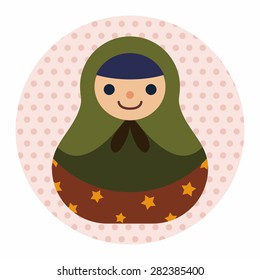 Matryoshka , Russian traditional wooden doll, vector pattern, flat icon elements background,eps10