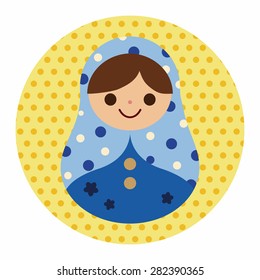 Matryoshka , Russian traditional wooden doll, vector pattern, flat icon elements background,eps10