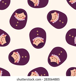 Matryoshka, Russian traditional wooden doll, fl,seamless pattern