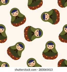 Matryoshka, Russian traditional wooden doll, fl,seamless pattern