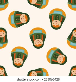Matryoshka, Russian traditional wooden doll, fl,seamless pattern