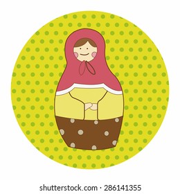 Matryoshka , Russian traditional wooden doll, vector pattern, elements,eps