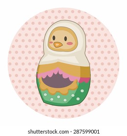 Matryoshka , Russian traditional wooden doll, vector pattern, elements,eps