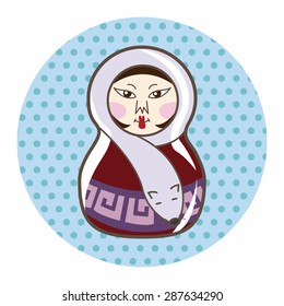 Matryoshka , Russian traditional wooden doll, vector pattern, elements,eps