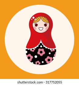 Matryoshka , Russian traditional wooden doll, vector pattern, elements,eps