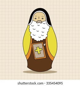 Matryoshka, Russian traditional wooden doll, vector pattern, elements,eps
