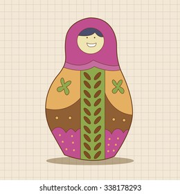 Matryoshka , Russian traditional wooden doll, vector pattern, elements,eps