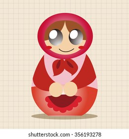 Matryoshka , Russian traditional wooden doll, vector pattern, elements,eps