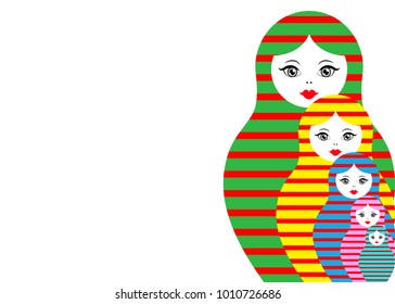 Matryoshka set icon Russian nesting doll with coloured striped ornament, vector illustration, isolated or white background