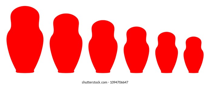 Matryoshka silhouette set - stock vector