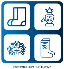 matryoshka simple icons set. Contains such icons as Valenki, Samovar, Kokoshnik, can be used for web, mobile and logo