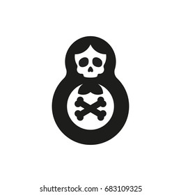 Matryoshka skeleton vector icon. Russian doll isolated on white background