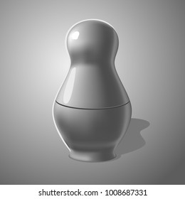 Matryoshka. Traditional wooden russian doll. Grayscale template.