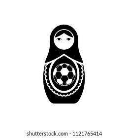  matryoshka vector icon. Illustration of Traditional russian nesting doll with football symbol. EPS 10. Flat design style