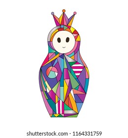 Matryoshka vector illustration. Nesting doll character in modern style. Hand drawn girl symbol background.