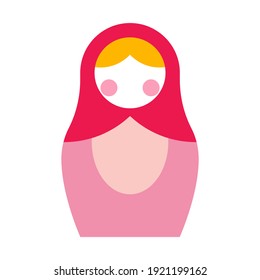 Matryoshka. Vector silhouette of a Russian nesting doll in a minimalist style.  Vector over white background.