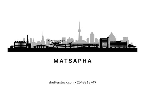 Matsapha with Eswatini Cityscape, Skyline, and Black Vector.