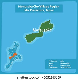 Matsusaki City Village Region Mie Prefecture Map, Japan