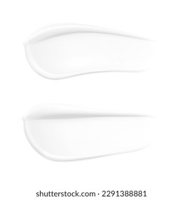 Matt and glossy realistic smears of cream mockup. Vector illustration on white background. Ready for your design. Easily presents your product. EPS10.