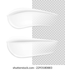 Matt and glossy realistic smears of cream mockup. Vector illustration on transparent background. Ready for your design. Easily presents your product. EPS10.