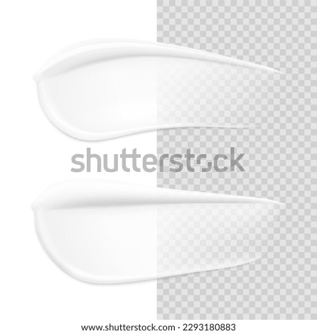 Matt and glossy realistic smears of cream mockup. Vector illustration on transparent background. Ready for your design. Easily presents your product. EPS10.