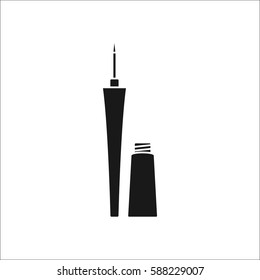 Matt liquid eyeliner symbol simple silhouette icon on background