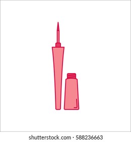 Matt liquid eyeliner symbol simple flat icon on background