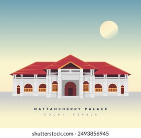 Mattancherry Palace also known as  Dutch Palace - Kochi - Stock Illustration as EPS 10 File