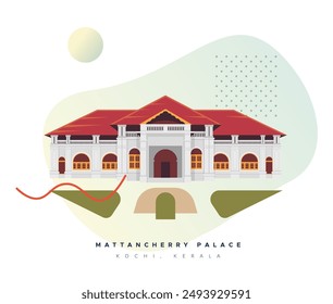 Mattancherry Palace also known as  Dutch Palace - Kochi - Stock Illustration as EPS 10 File