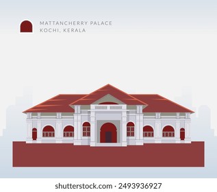 Mattancherry Palace also known as  Dutch Palace - Kochi - Stock Illustration as EPS 10 File