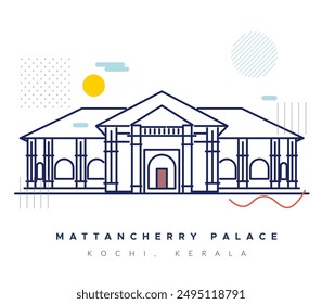 Mattancherry Palace auch bekannt als Dutch Palace - Kochi - Stock Illustration als EPS 10 Datei