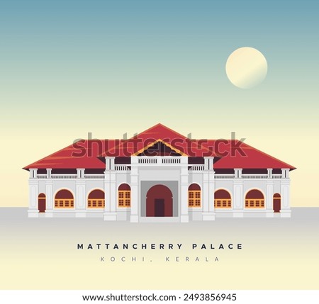 Mattancherry Palace also known as  Dutch Palace - Kochi - Stock Illustration as EPS 10 File