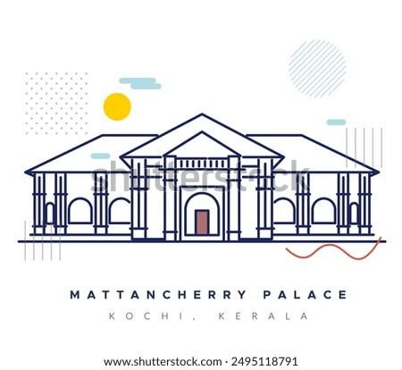 Mattancherry Palace also known as  Dutch Palace - Kochi - Stock Illustration as EPS 10 File