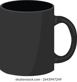 Matte Black Coffee Mug Vector - Side View Editable EPS for Modern Product Display and Creative Branding
