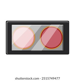 matte blush compact cartoon. glow highlight, contour blend, brush pigment matte blush compact sign. isolated symbol vector illustration