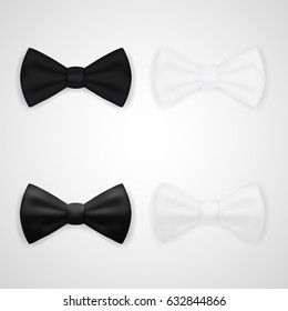 Matte And Glossy Black And White Bow Tie. EPS10 Vector