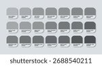 Matte Gray Color Guide Palette with Color Names. Catalog Samples Matte Gray with RGB HEX codes and Names. Matte Colors shades Vector, Original Matte Gray Color Palette, Newly Fashion Trend ash colors