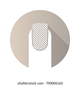 Matte nail polish flat design long shadow glyph icon. Vector silhouette illustration
