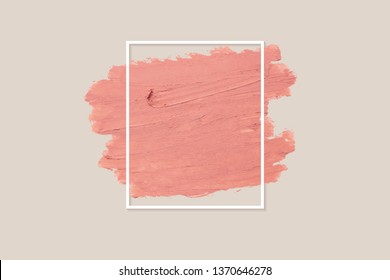 Matte orange paint with a white rectangle frame on a beige background vector