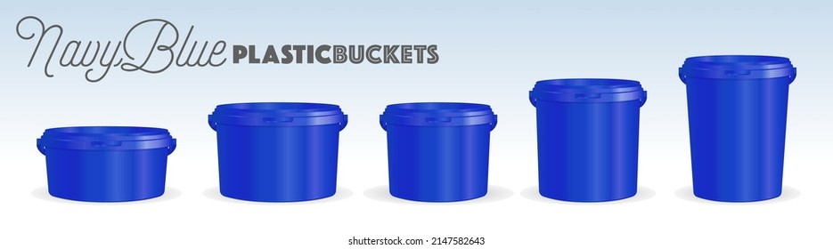 Matte plastic bucket with lid mockup.