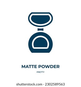 icono del vector de polvo mate. polvo mate, maquillaje, íconos llenos de belleza de concepto liso. Icono de glifo negro aislado, elemento de símbolo de ilustración vectorial para diseño web y aplicaciones móviles
