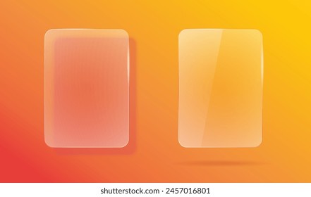 Matte and transparent frosted glass effect interface design element vector modern illustration graphic, screen panel mockup 3d ui window for copy space text box with shadow yellow orange image clipart