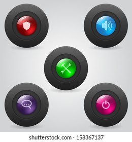 Matte web button set with shiny inner spheres