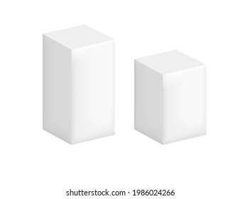 Matte white cube geometry figure for teaching in school vector illustration on white background