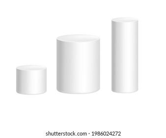 Matte white cylinder geometry figure for teaching in school vector illustration on white background