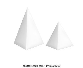 Figura de geometría de la pirámide blanca mate para la enseñanza en la ilustración del vector escolar sobre fondo blanco