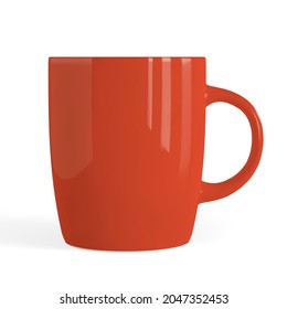 Matte white tea or coffee cup or mug with shadow on white background. Realistic vector illustration