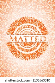Matted abstract orange mosaic emblem with background